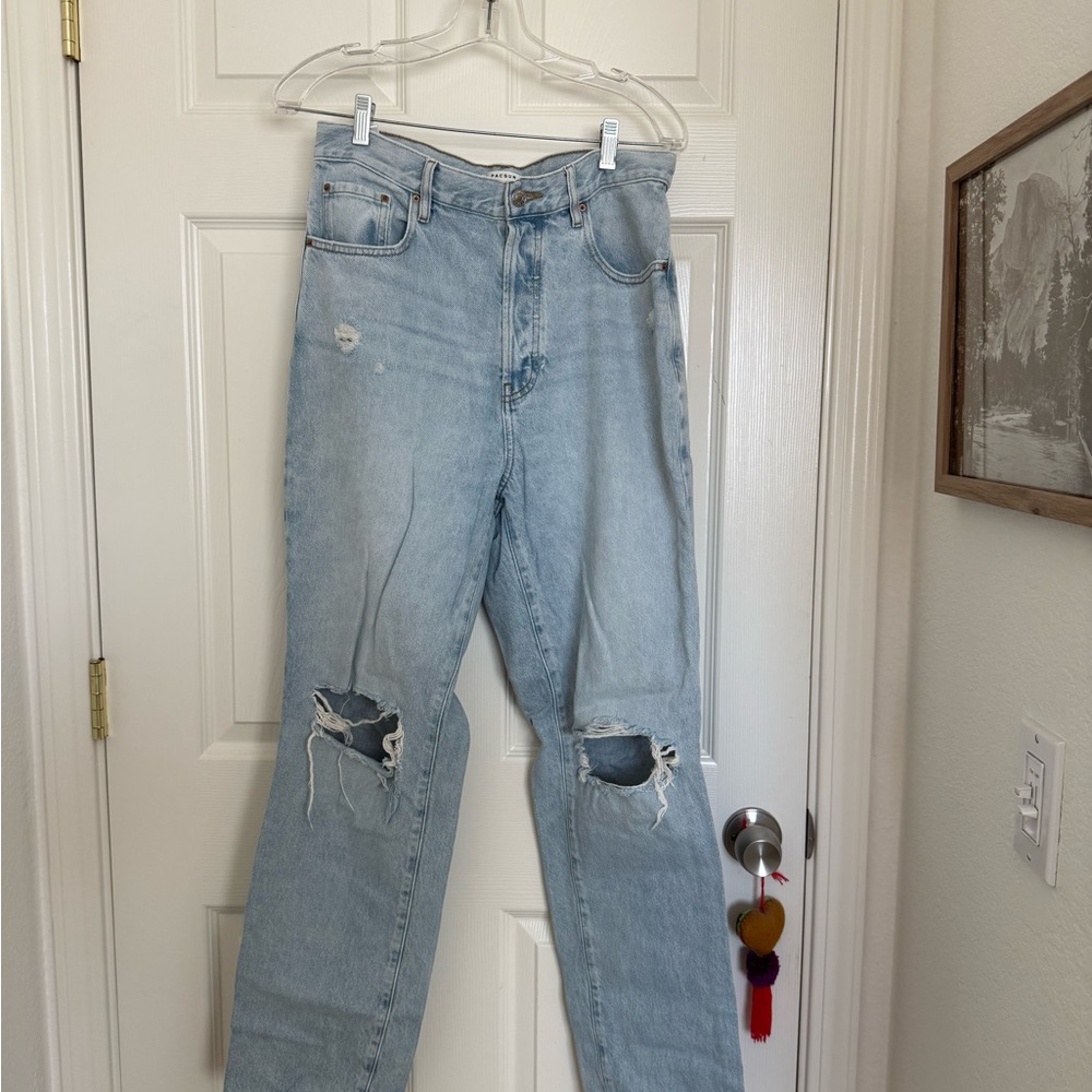 PacSun Light Blue Ripped Straight Leg Jeans